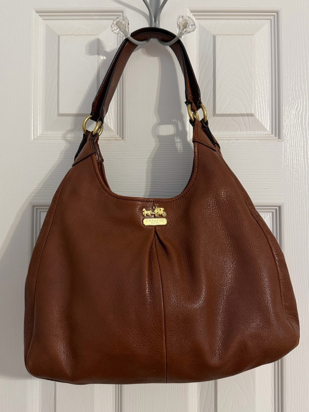 Coach Madison Maggie Brown Leather Shoulder Hobo Bag